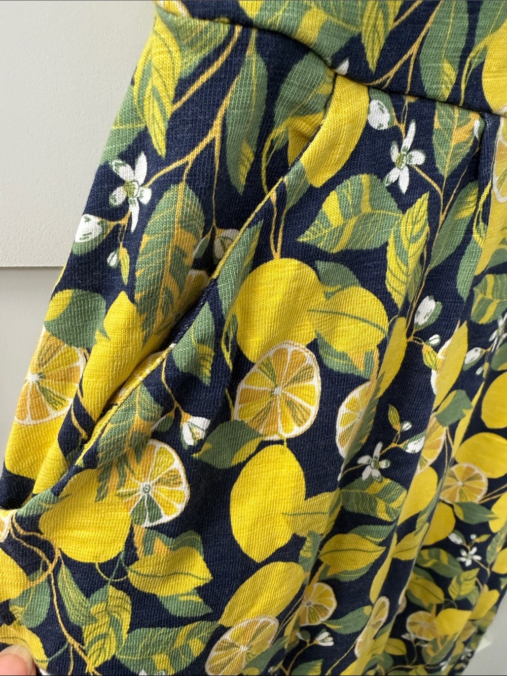 Boden Jersey Dress in Navy and Yellow Lemon Print - Picture 7 of 10